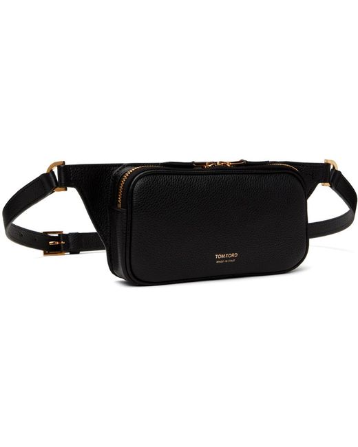 メンズ Tom Ford ブラック レザー ジップポーチ Black
