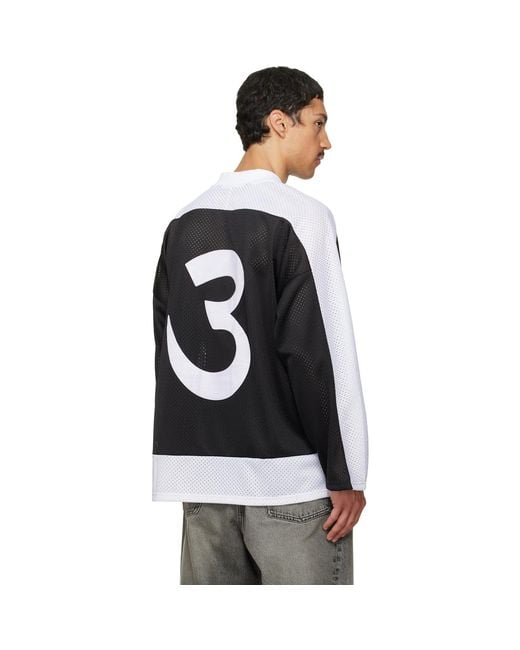 Palm Angels Black Thai Logo Mesh Loose Long-Sleeved T-Shirt for men