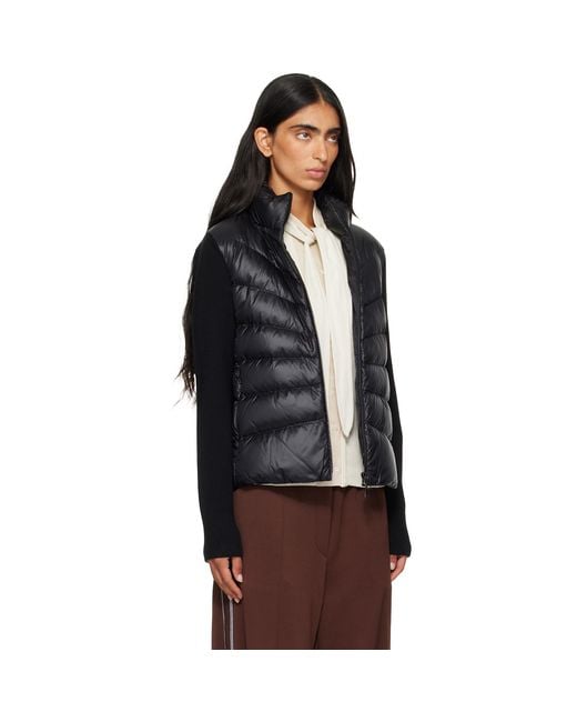 Moncler Black Padded Wool Zip-Up Down Jacket