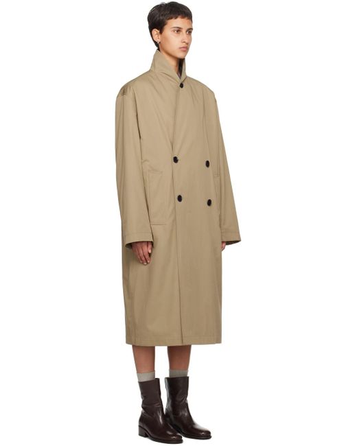 Lemaire Black Beige Wrap Collar Trench Coat