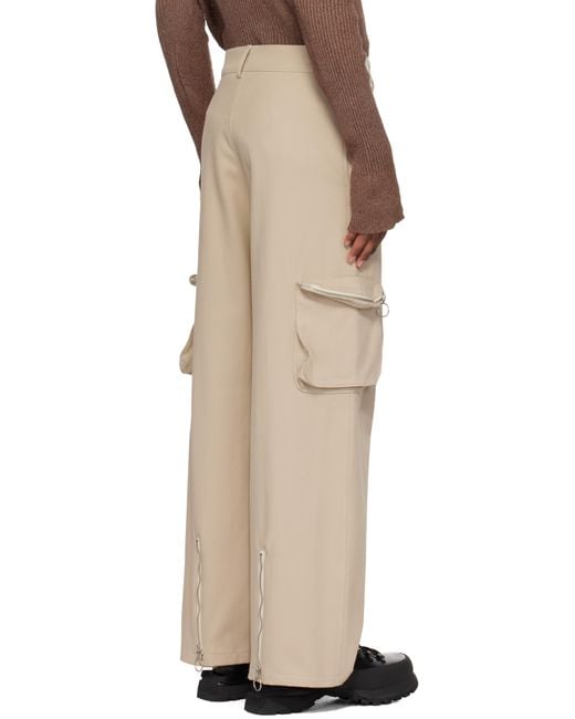 Charlie Constantinou Natural Multi Pocket Cargo Pants for men