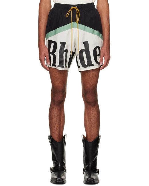 Rhude Black & Off-white Awakening Shorts for men