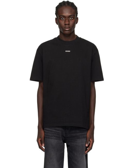 T-shirt noir en jersey épais HUGO pour homme en coloris Black