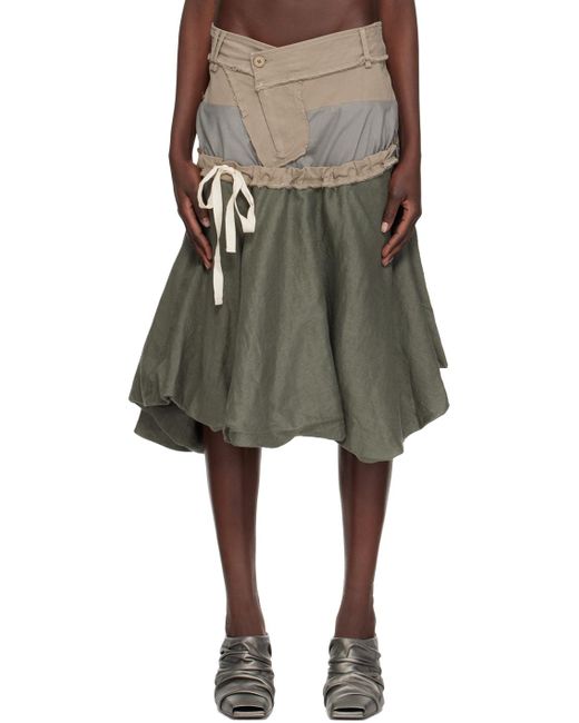 OTTOLINGER Green Taupe Laye Midi Skirt
