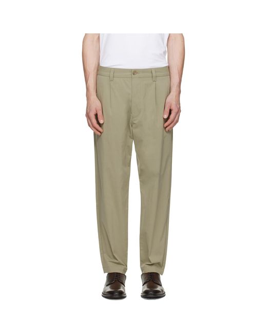 Boss Green Pleated Stretch Cotton Trousers for men