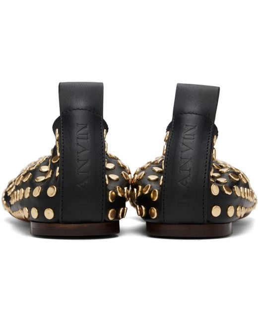 Lanvin Black Studs Leather Ballerina Flats