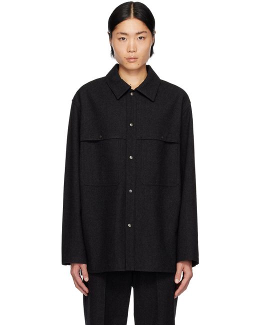Lemaire Black Storm Flap Jacket for Men | Lyst
