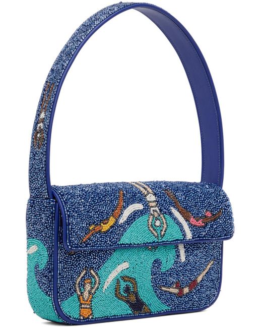 Staud Blue Tommy Beaded Bag