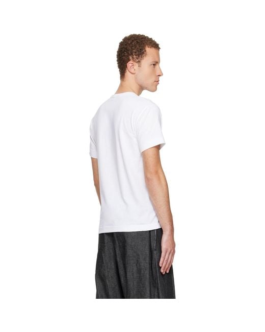 COMME DES GARÇONS PLAY White Rhinestone Emblem Heart T-Shirt for men