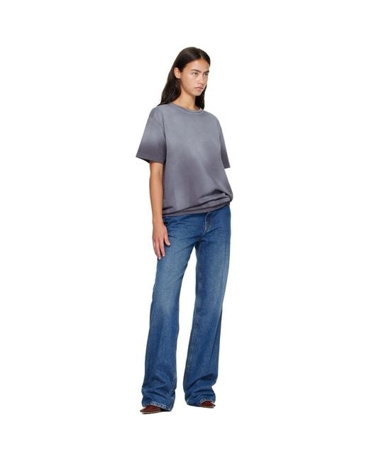 Mugler Blue Short Sleeves Logo T-Shirt