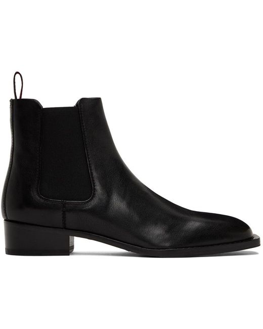 HUGO Black Leather Chelsea Boots for Men | Lyst