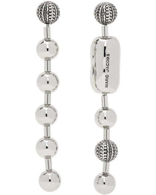 Marc Jacobs White Silver 'the Monogram Ball Chain' Earrings