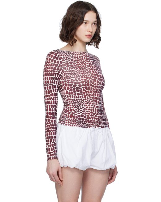 T-Shirt Amelia Blanc Et Bourgogne Miaou en coloris Red