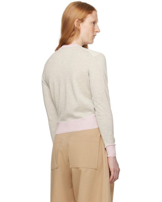 Maison Kitsuné Natural Taupe & Pink Baby Fox Sweater
