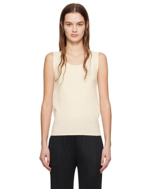 Pleats Please Issey Miyake Black Off-white A-poc Tank Top