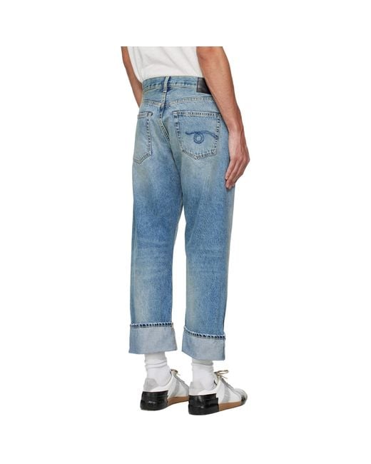 R13 Blue Cuffed X-Boyfriend Jeans for men