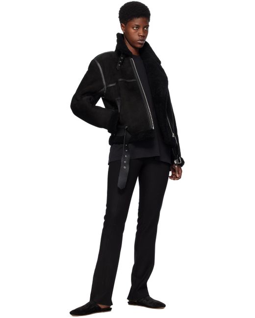 Totême  Toteme Black Aviator Leather Jacket