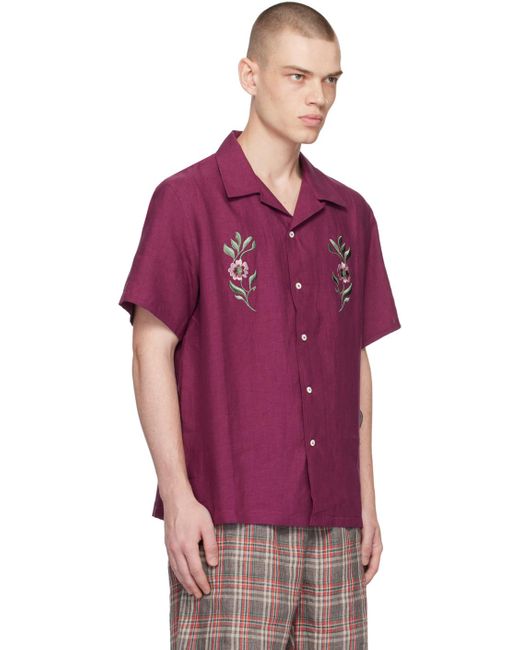 De Bonne Facture Purple Embroide Shirt for men