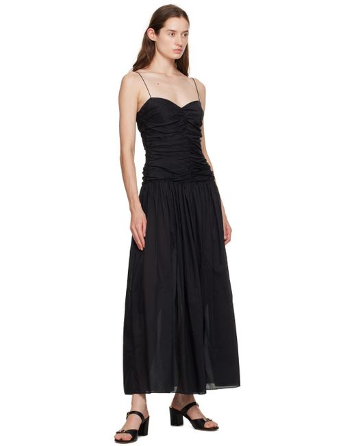 Matteau Black Gathe Midi Dress