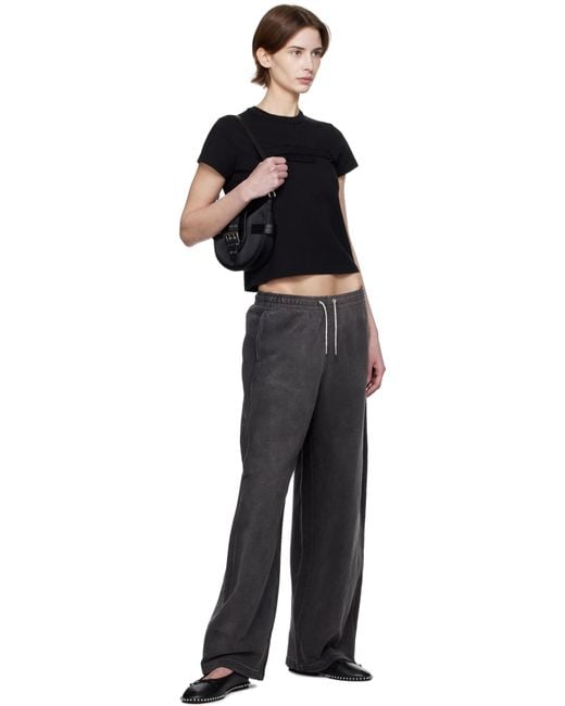 Alexander Wang ブラック ディストレスロゴ シュランケン Tシャツ Black