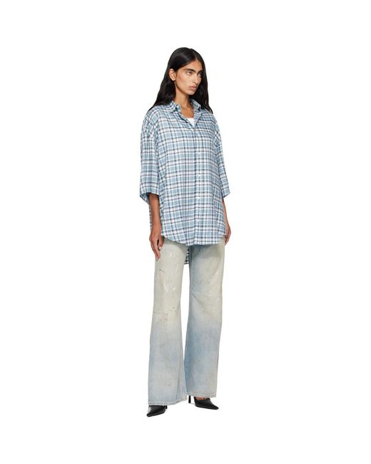 Acne Blue Checked Flannel Shirt