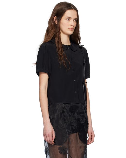 Simone Rocha ブラック クロップド リボン スリット パフスリーブ シャツ Black