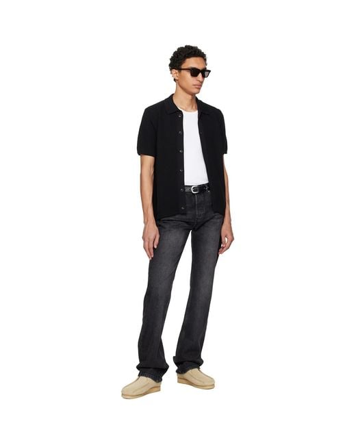 Merz B. Schwanen Black 1961 Ribbed Cotton Knit Shirt for men