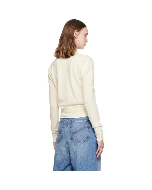 Stella McCartney White Off- Cashmere V-Neck Sweater