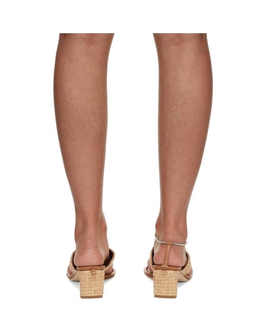 By Far Brown Tan Dasha Raffia Heeled Sandals