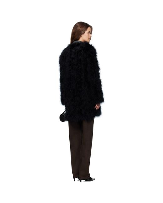 Yves Salomon Black Long Feather Coat