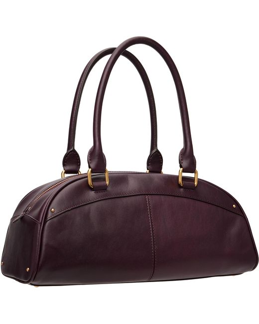 Chloé Purple Burgundy Soft Leather Bowling Bag