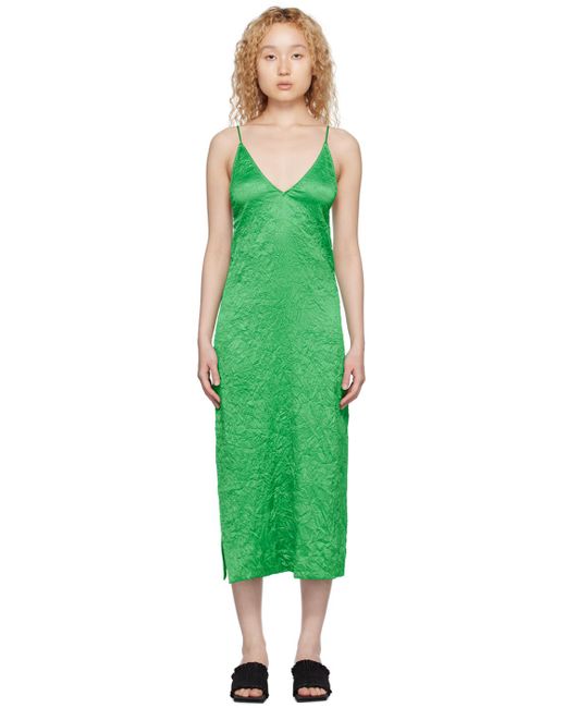 Ganni Green Vented Midi Dress