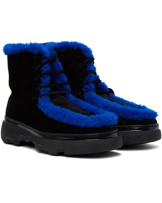 Burberry shearling-embellished suede creeper boots - Black