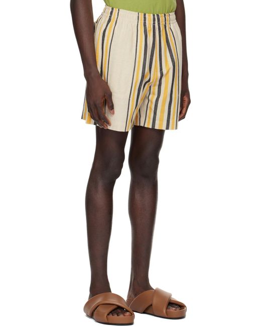 Bode Natural Beige & Orange Namesake Stripe Shorts for men