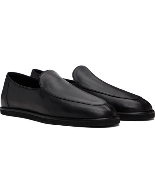AURALEE Soft Leather Slip-On Loafers in Black for Men | Lyst UK