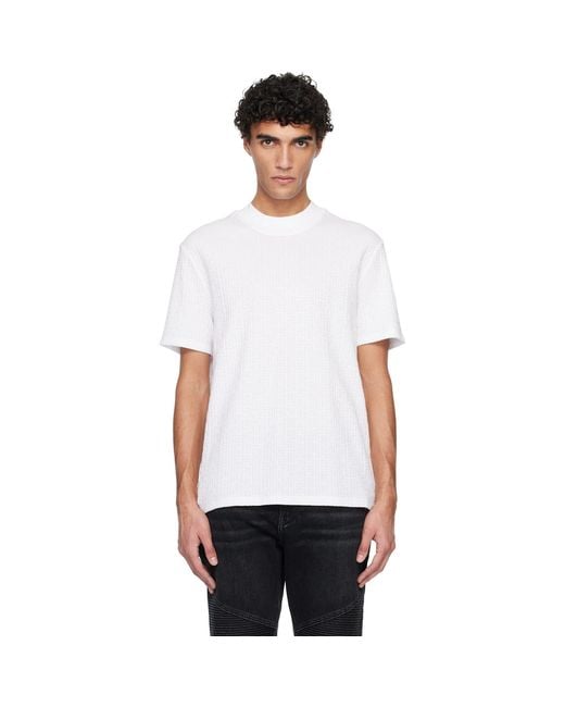 Balmain White Monogram Sponge T-Shirt for men