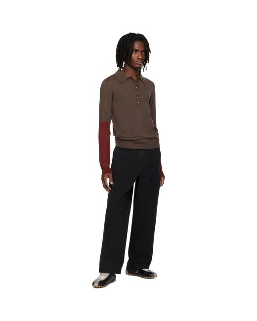 Entire studios Black Split Sleeve Polo for men