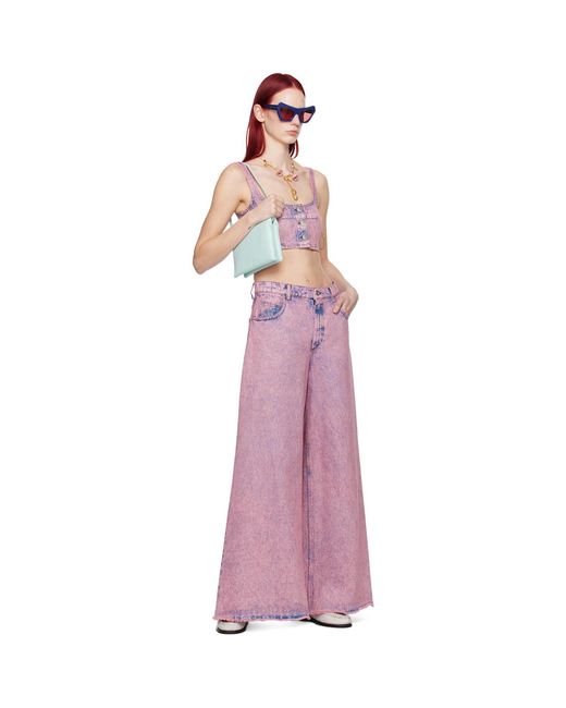 Marni Pink Paneled Denim Tank Top