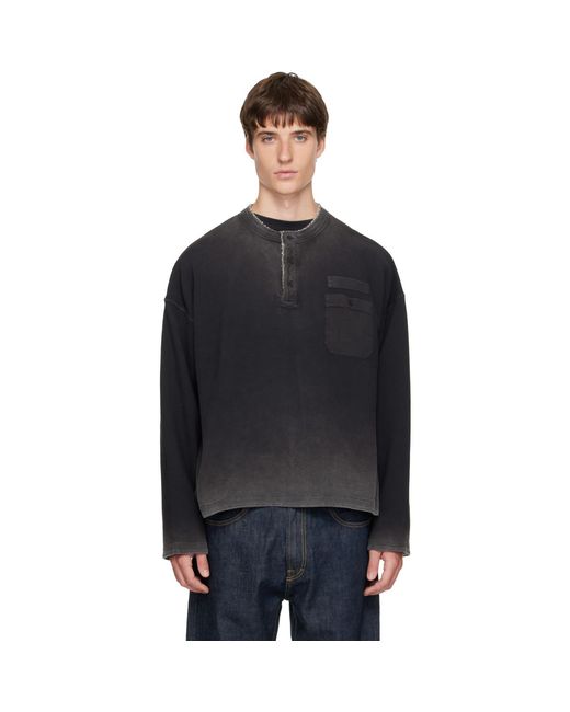 Represent Black Heavyweight Henley for men