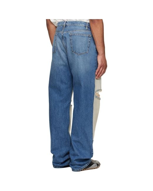 Maison Margiela Blue Patched Panel Straight Jeans for men