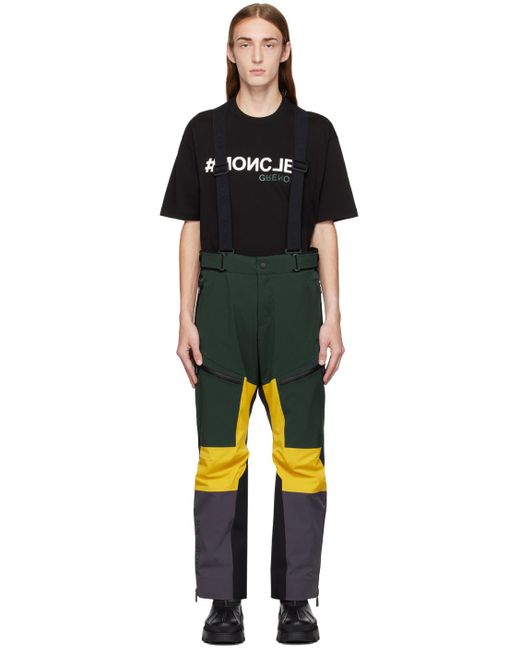 3 MONCLER GRENOBLE Black Green & Yellow Paneled Ski Pants for men