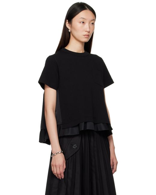 Sacai ブラック Nylon Twill & Cotton Jersey トップス Black