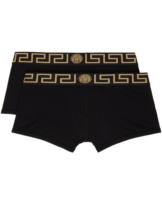 Versace Cotton Two-pack Black Greca Border Boxer Briefs for Men | Lyst ...