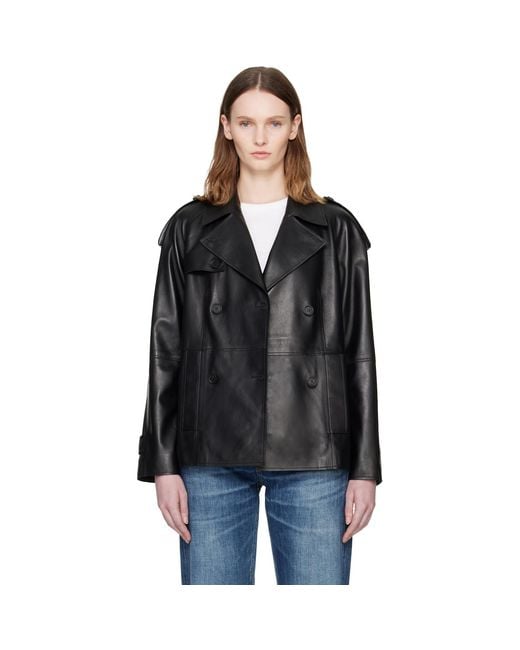 Mackage Black Dolores Double-Breasted Leather Jacket