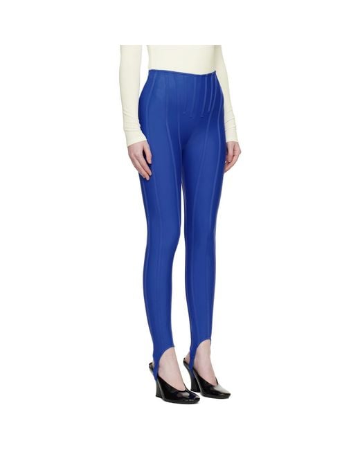 Mugler Blue Ssense Exclusive Corseted Leggings