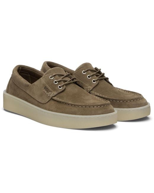 Boss Black Suede Boat Shoes for men
