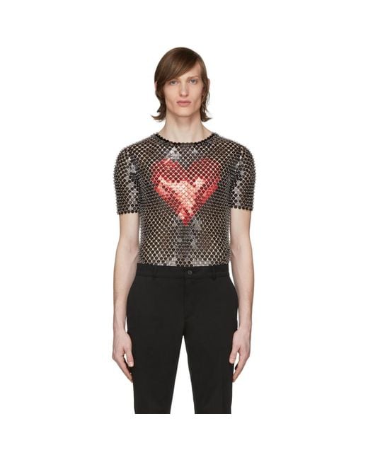 T-shirt noir Heart Paco Rabanne pour homme en coloris Black