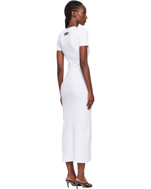 MARINE SERRE Black Moon Logo Ribbed Jersey Tube Maxi Dress