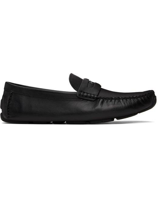COACH Black Coin Leather Driver Shoes for men