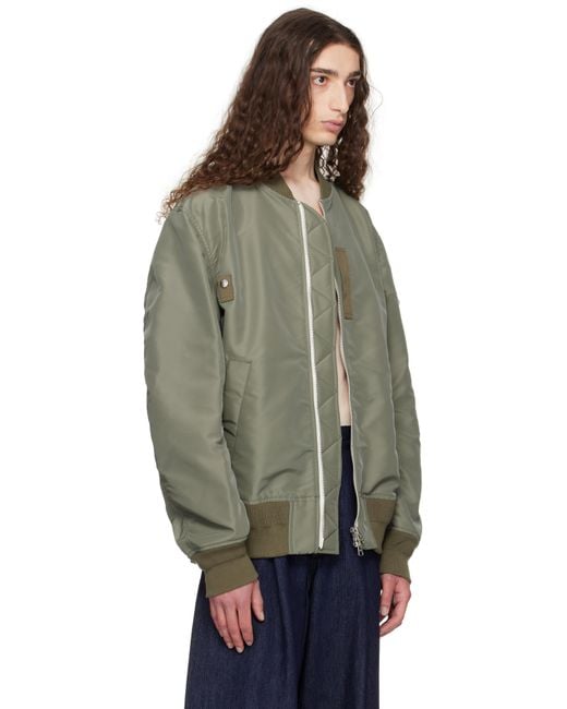Sacai Multicolor Khaki Nylon Twill Bomber Jacket for men